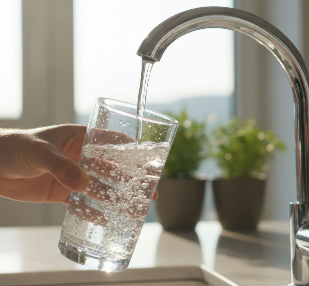 glass of water from kitchen tap