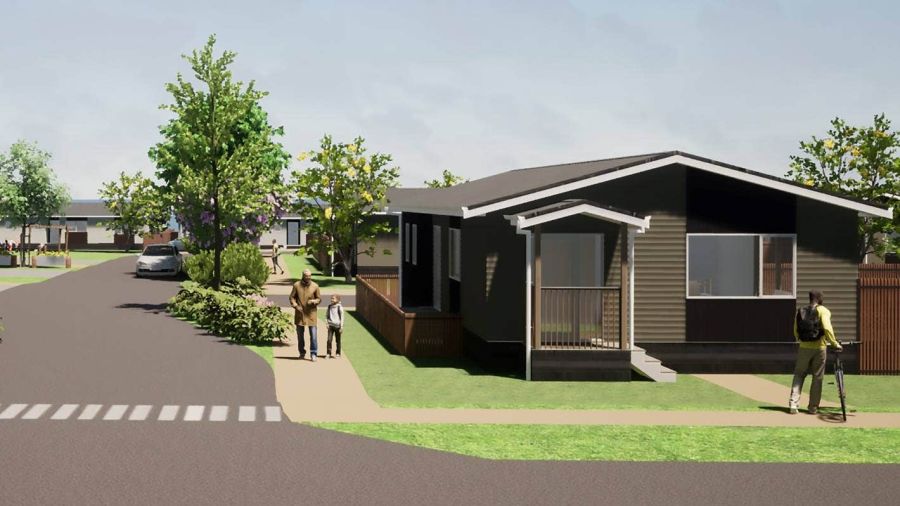 An image of an OSM build by Builtsmart, which gives an idea of what new transitional houses will look like.